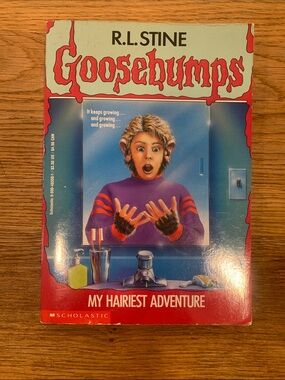 R.L. Stine Goosebumps "My Hairiest Adventure" Paperback - Purple & Red Cover